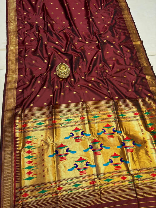 Stylish Brown Traditional Paithani Silk Saree