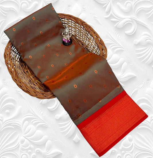 Designer Brown Navya Kadiyal Paithani Silk Saree