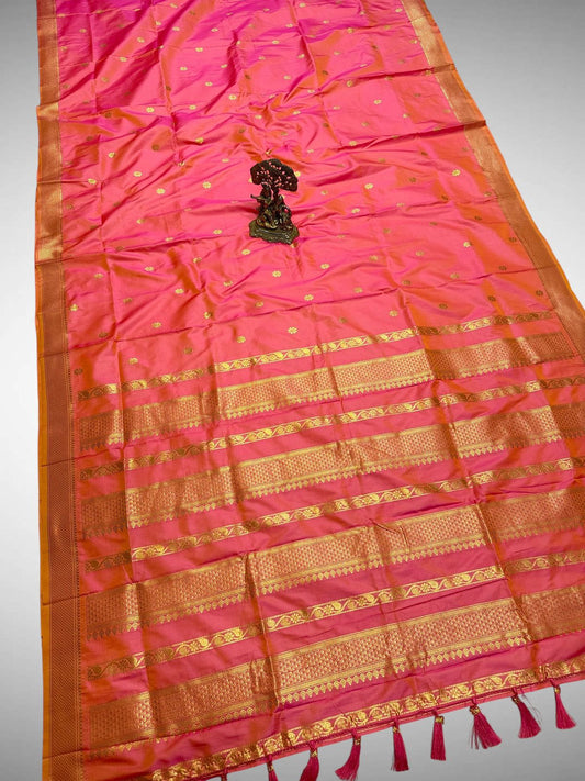 Modern Coral Pink Kalyanipattu Silk Saree