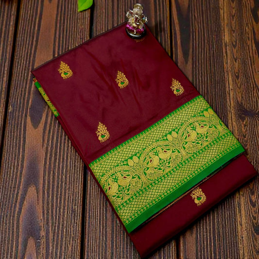 Graceful Deep Maroon Laxmi Paithani Silk Saree