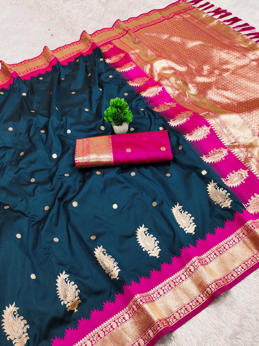 Chic Deep Peacock Manasi Banarasi Silk Saree