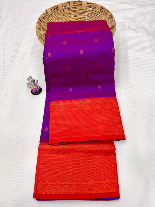 Trendy Deep Violet Kadiyal Paithani Silk Saree