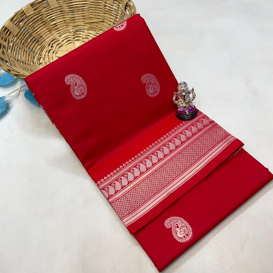 Modern Kumkum Red Peacock Paithani Silk Saree