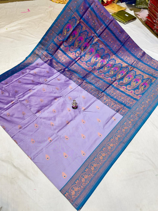 Trendy Lavender Laxmi Paithani Silk Saree