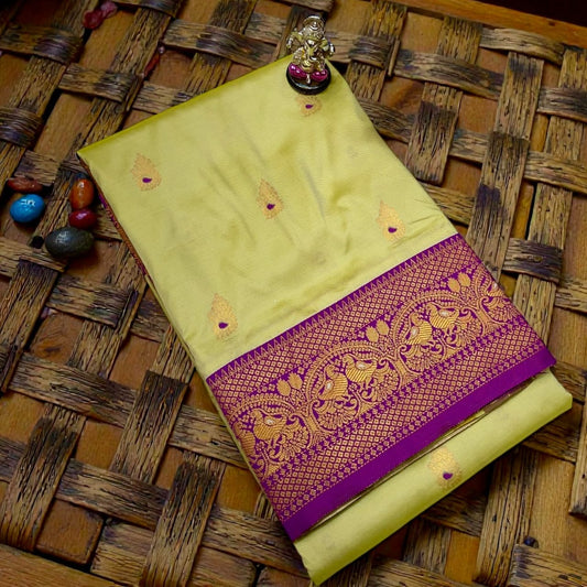 Luxury Lime Green Laxmi Paithani Silk Saree