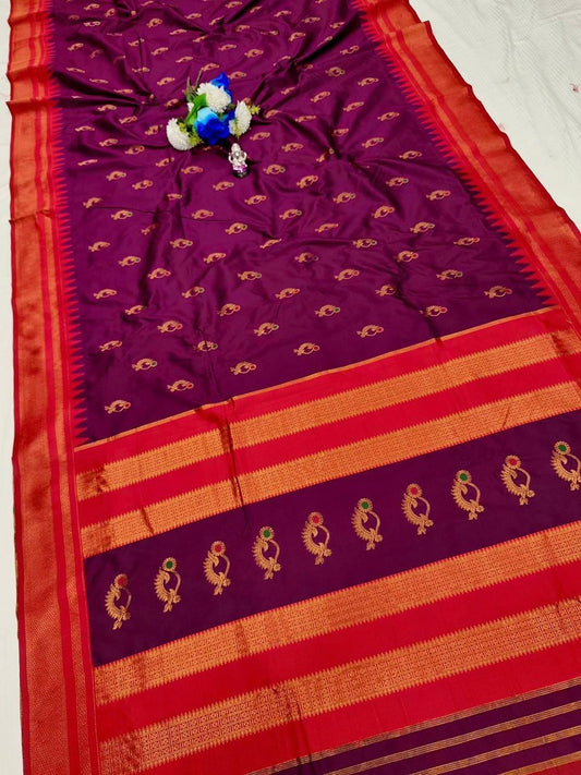 Ethnic Magenta Irkal Paithani Silk Saree
