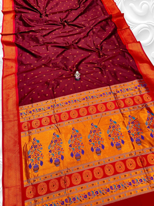 Trendy Maroon Navya Kadiyal Paithani Silk Saree