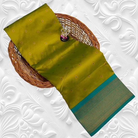 Luxury Olive Green Navya Kadiyal Paithani Saree