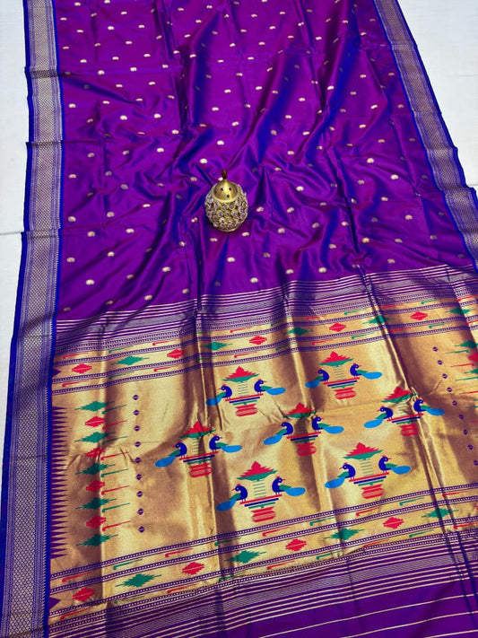 Ethnic Purple Traditional Paithani Silk Saree