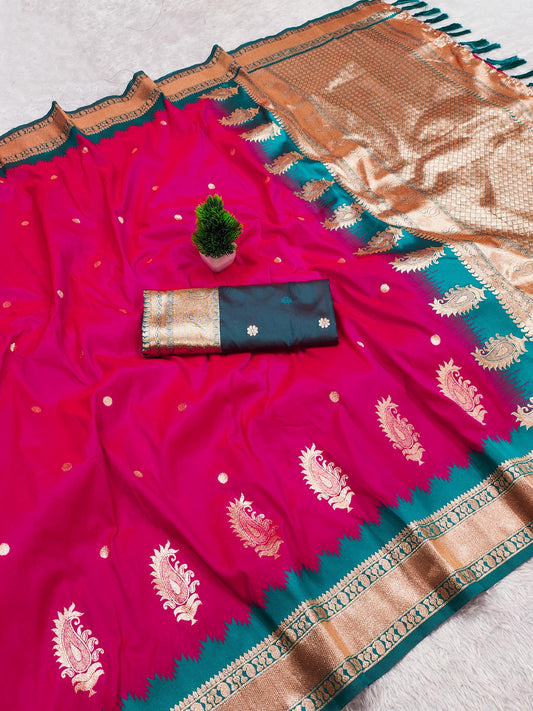 Gorgeous Rani Pink Manasi Banarasi Silk Saree