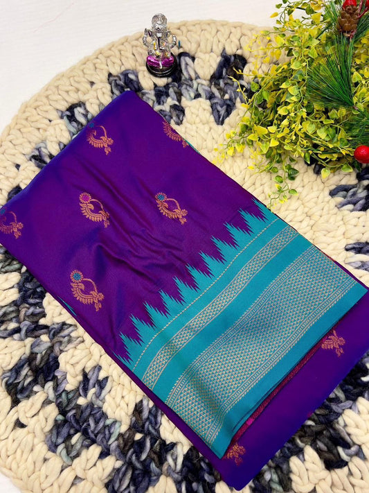 Gorgeous Rich Purple Irkal Paithani Silk Saree