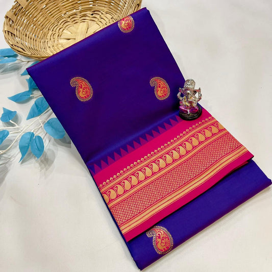Sophisticated Rich Purple Peacock Paithani Silk Saree