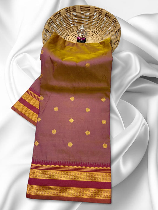 Opulent Rose Beige Traditional Narayan Peth Saree