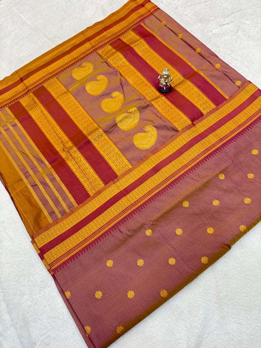 Opulent Rose Beige Traditional Narayan Peth Saree