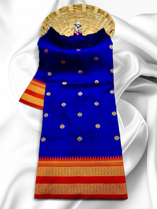 Elegant Royal Blue Traditional Narayan Peth Saree