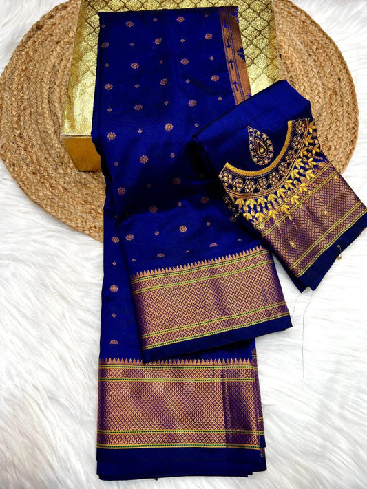 Premium Royal Blue Kalanjali Paithani Silk Saree