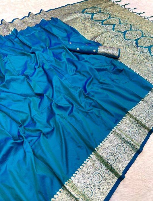 Classic Blue Banarasi Silk Paithani Saree