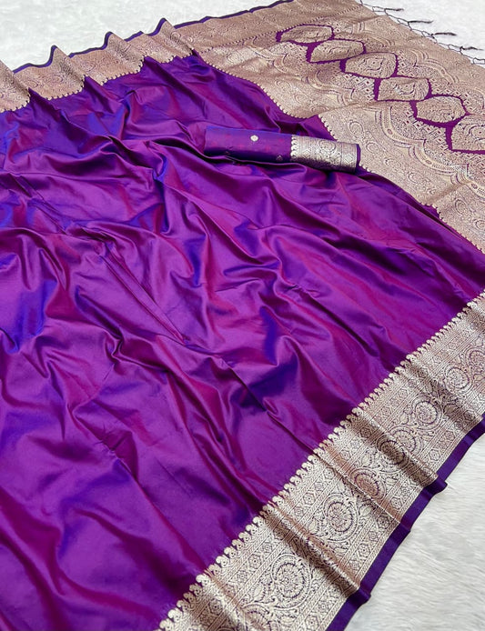 Elegant Purple Banarasi Silk Paithani Saree