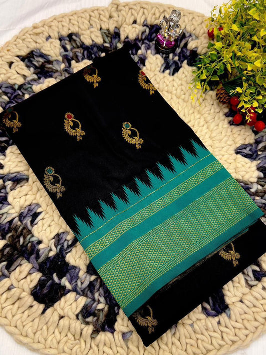 Trendy Black Irkal Paithani Silk Saree