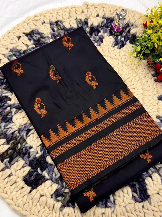 Chic Black Pallu Irkal Paithani Silk Saree