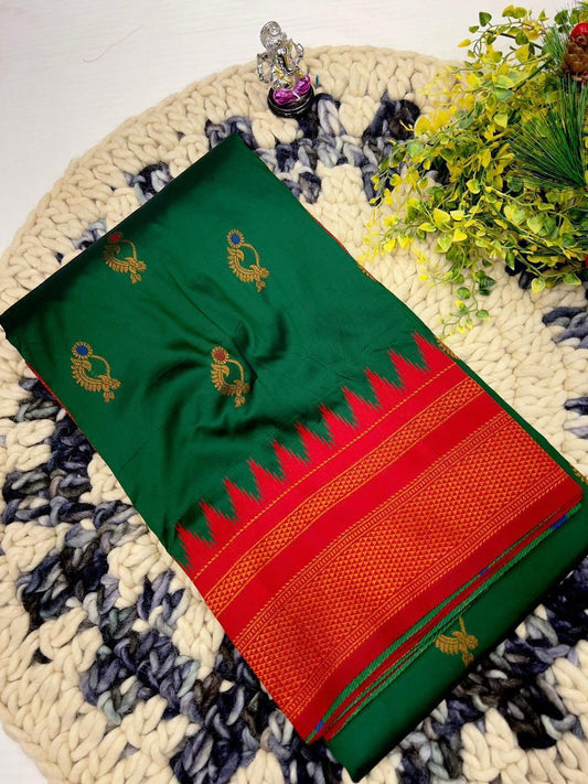 Modern Bottle Green Irkal Paithani Silk Saree