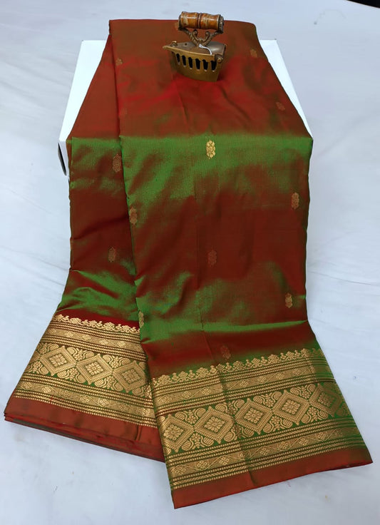 Classic Bronze Green Latika Paithani Silk Saree