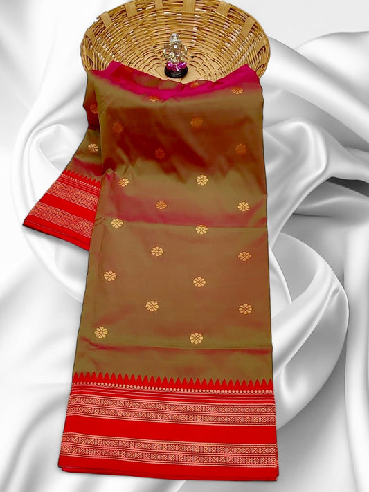 Refined Bronze Green Traditional Narayan Peth Saree