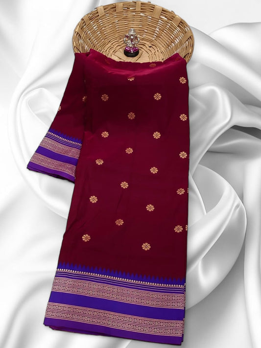 Premium Cherry Traditional Narayan Peth Silk Saree