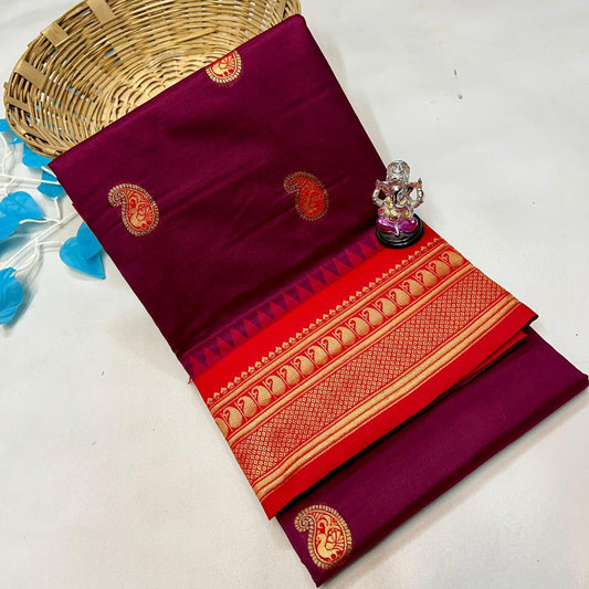 Luxury Deep Maroon Peacock Paithani Silk Saree