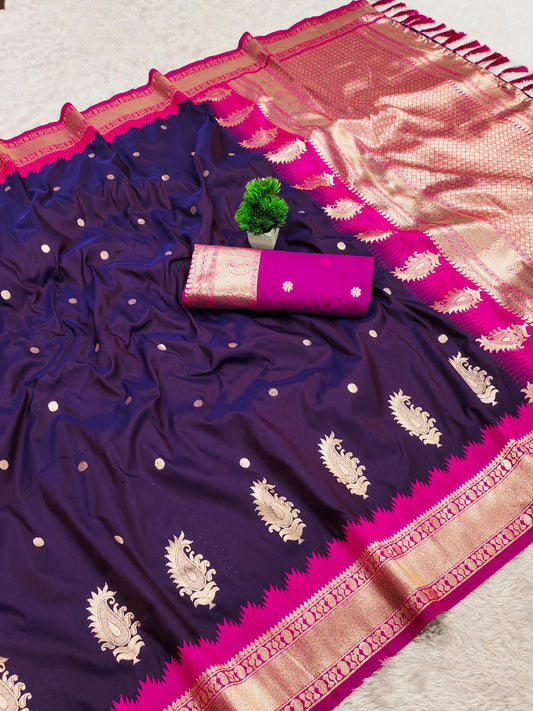 Modern Deep Purple Manasi Banarasi Silk Saree