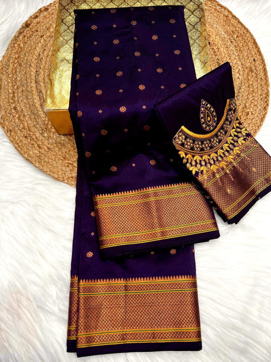 Gorgeous Deep Purple Kalanjali Paithani Silk Saree