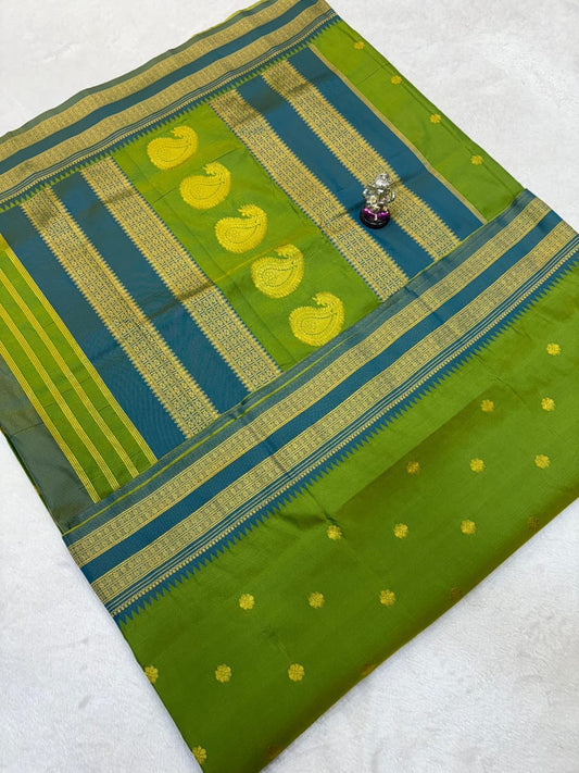 Graceful Grass Green Traditional Narayan Peth Saree