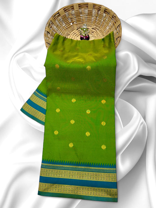 Graceful Grass Green Traditional Narayan Peth Saree