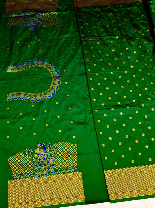 Modern Green Traditional Embroidery Silk Saree