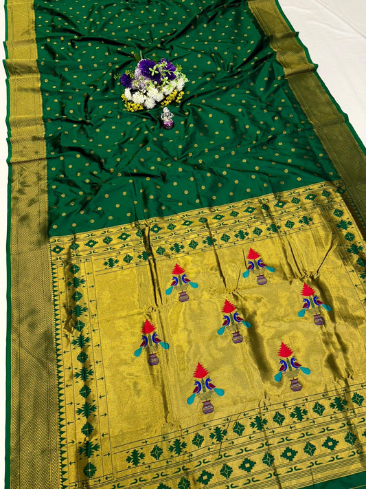 Modern Green Traditional Embroidery Silk Saree