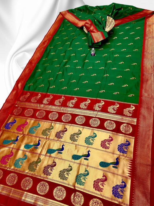 Ethnic Green Ruhi Peacock Silk Saree