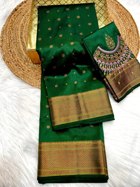 Vibrant Green Kalanjali Paithani Silk Saree