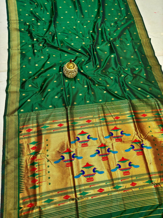 Trendy Green Traditional Paithani Silk Saree