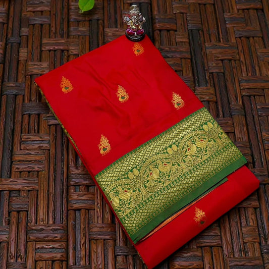 Designer Kumkum Red Laxmi Paithani Silk Saree