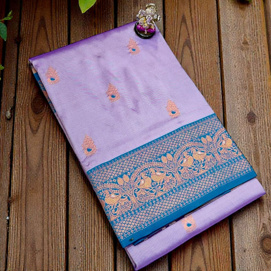Trendy Lavender Laxmi Paithani Silk Saree
