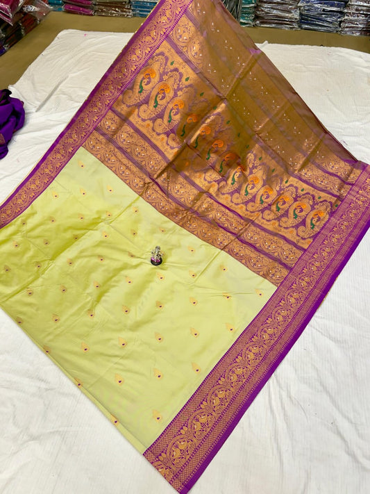 Luxury Lime Green Laxmi Paithani Silk Saree