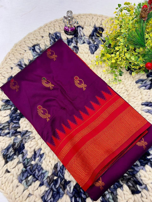 Ethnic Magenta Irkal Paithani Silk Saree