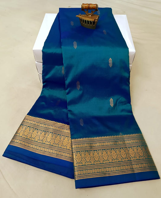 Chic Marine Blue Latika Paithani Silk Saree