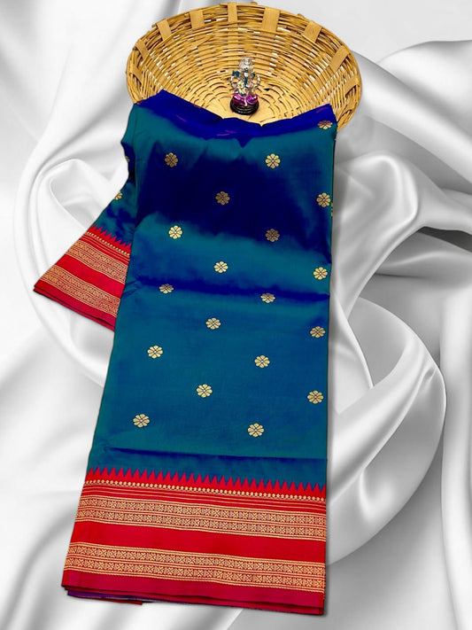Modern Marine Blue Traditional Narayan Peth Saree