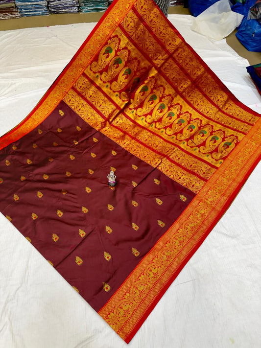 Chic Maroon Laxmi Paithani Silk Saree