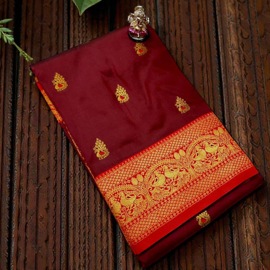 Chic Maroon Laxmi Paithani Silk Saree