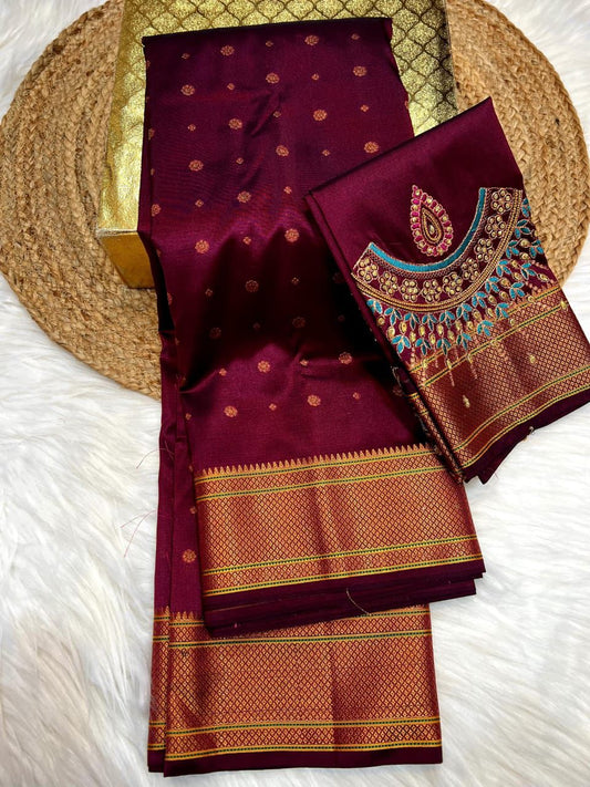 Timeless Maroon Kalanjali Paithani Silk Saree
