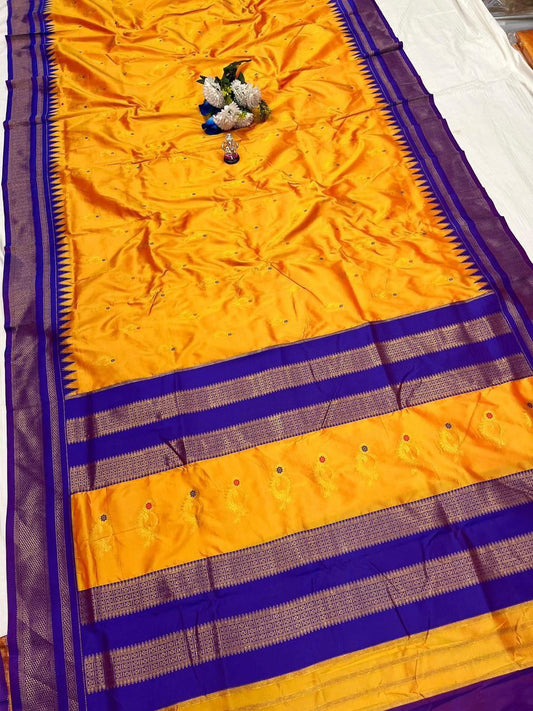 Exclusive Mustard Yellow Irkal Paithani Silk Saree