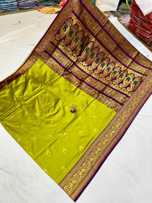 Modern Olive Green Laxmi Paithani Silk Saree