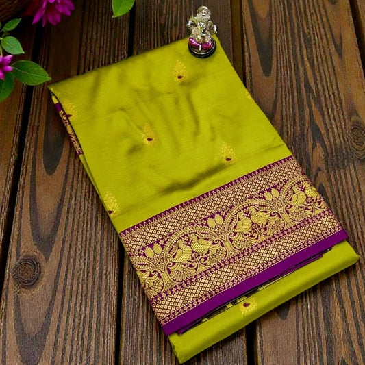 Modern Olive Green Laxmi Paithani Silk Saree